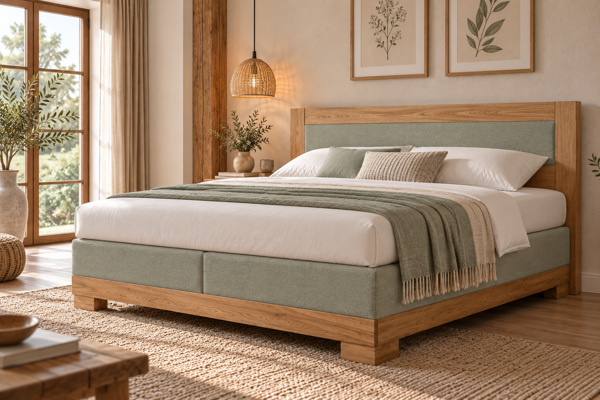Nature Massivholz Boxspringbett Madeira Eiche