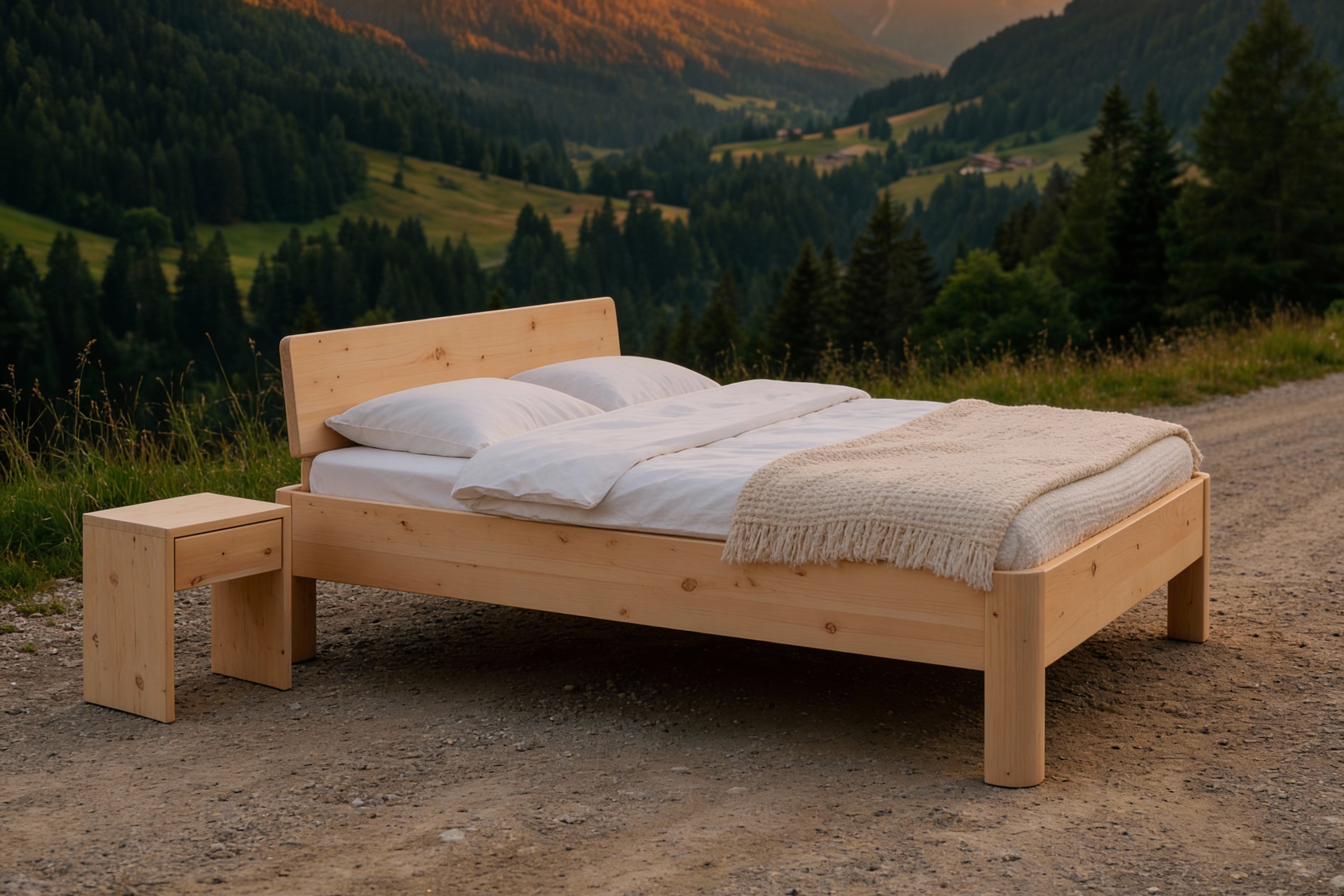 Massivholzbett Andermatt aus Zirbe cpb_product SWISSpur