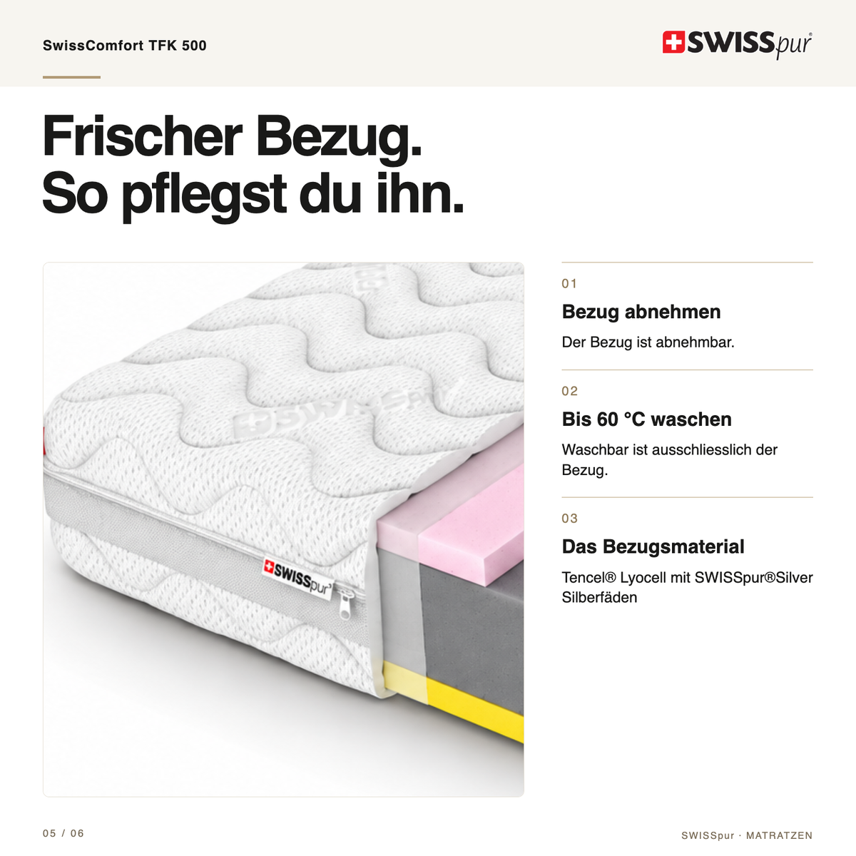 SwissComfort TFK 500 Tonnen-Taschenfederkernmatratze SWISSpur