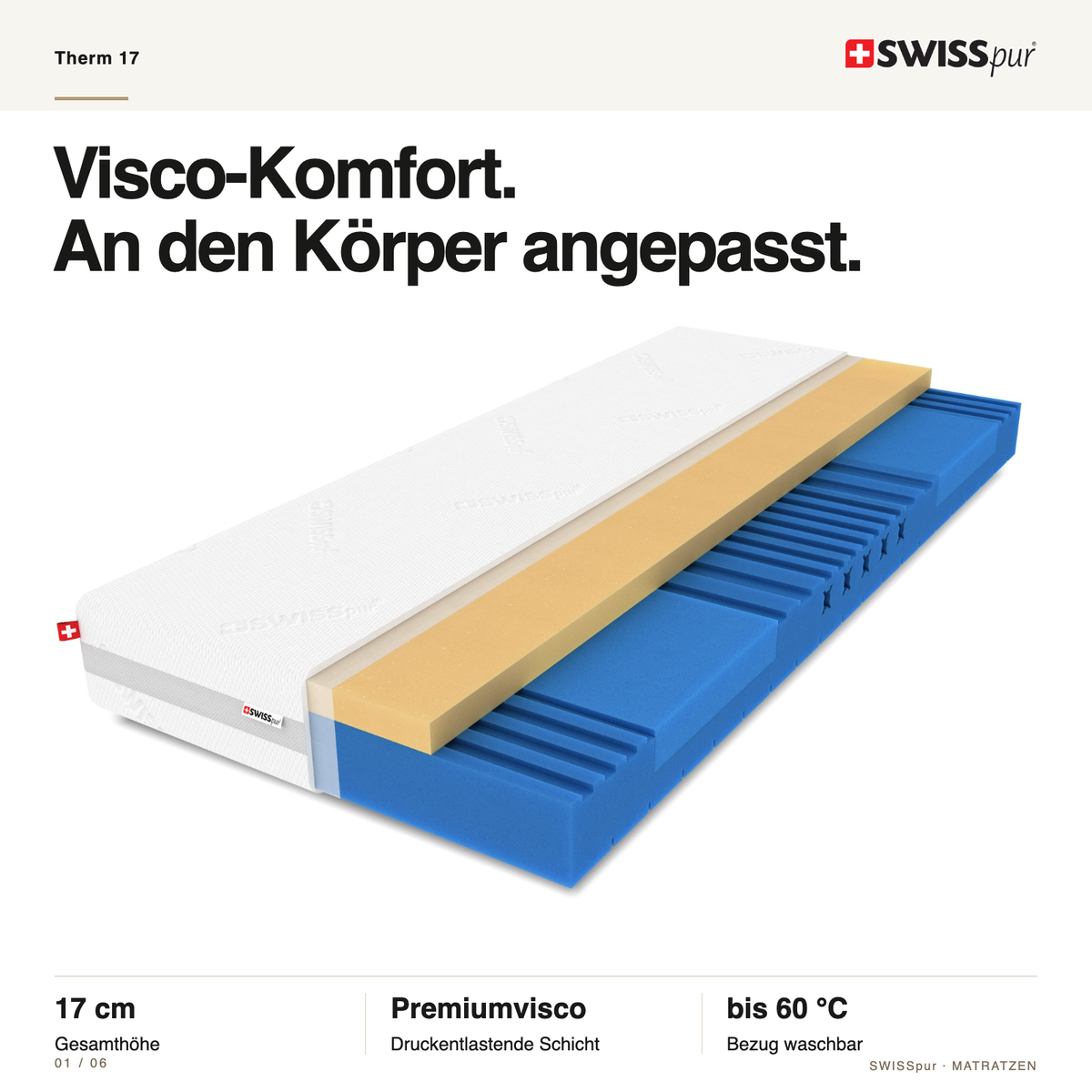 Therm 17 Thermoelastische-Visco-Kaltschaummatratze SWISSpur