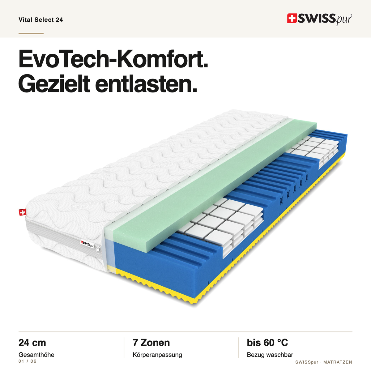 Vital Select 24 EvoTech Kaltschaummatratze SWISSpur
