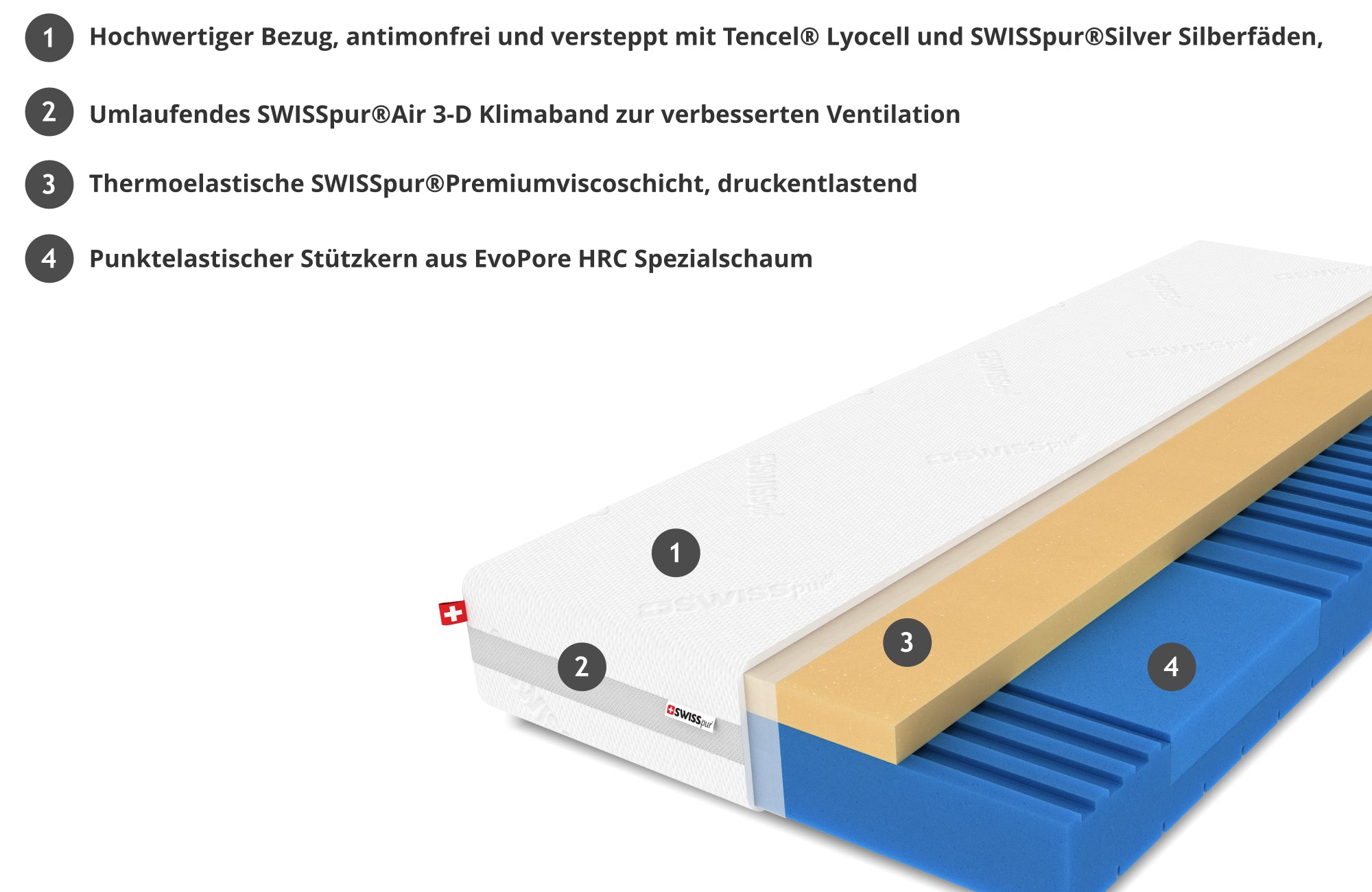 Therm 17 Thermoelastische-Visco-Kaltschaummatratze  SWISSpur