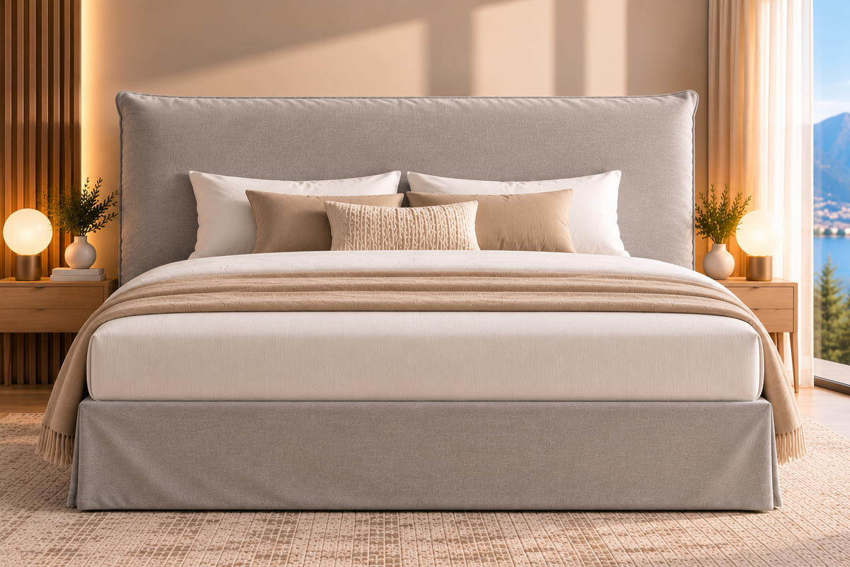 Premium Boxspringbett Montreux mit gepolstertem Kopfteil, Gesamtansicht