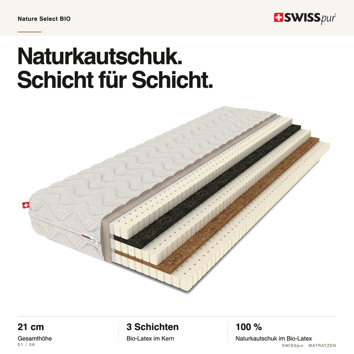 Nature Select BIO Natur-Latex-Matratze SWISSpur