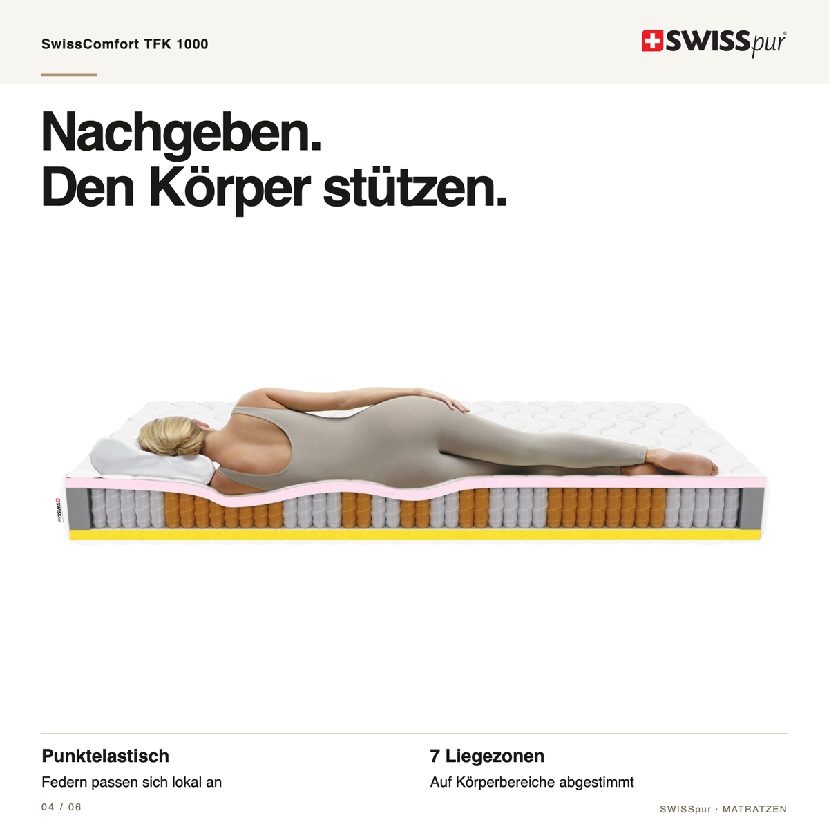 SwissComfort TFK 1000 Tonnen-Taschenfederkernmatratze SWISSpur